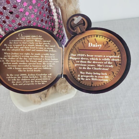 Pickford Brass Button Bears Daisy 1920s Gatsby 12" flapper bear tag & stand - Picture 9 of 12